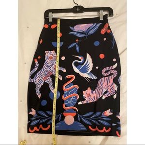 Anthropologie Knee Length Pencil Tiger Skirt. Black/Multi. Sz XSP. 1 Wear.